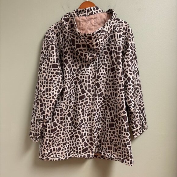 VTG‎ Dennis Basso Womens Silk Jacket Animal Print Size XL Removable Hood Classic - Picture 6 of 14